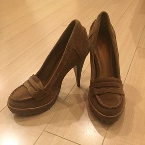 🌺KORS Michael Kors Brown Suede Loafer Heels Sz7